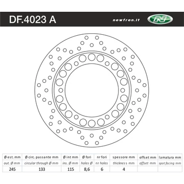 NEWFREN Hátsó féktárcsa Ducati SUPERSPORT 400 93-97