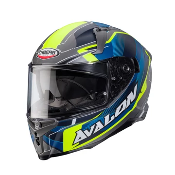Zárt bukósisak, CABERG Avalon X, Optic matt szürke/fluosárga/kék