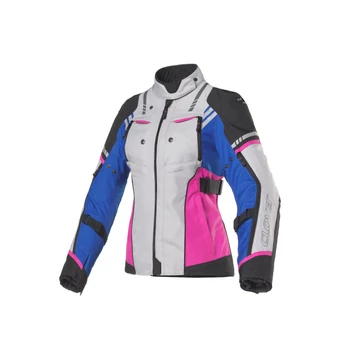 Női sport-túramotoros kabát, CLOVER Hyperblade WP, fekete-kék-fukszia
