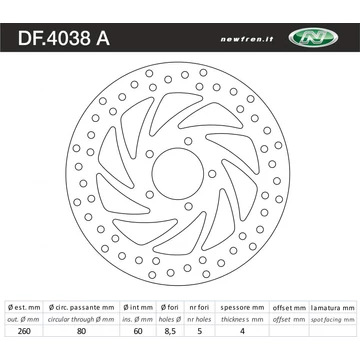 NEWFREN Féktárcsa DF.4038A