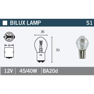 Izzó 12V 45/40W BA20D