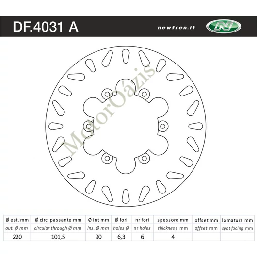 NEWFREN Féktárcsa DF.4031A