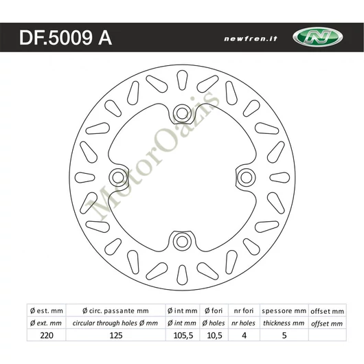NEWFREN Hátsó féktárcsa Triumph SPEED TRIPLE 885 EFI T509 141871-ig 97-98