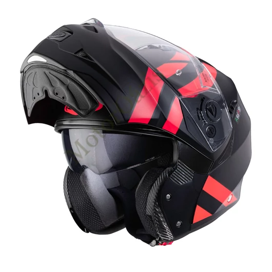 Felnyitható bukósisak, CABERG Duke II, Superlegend matt fekete/piros fluo