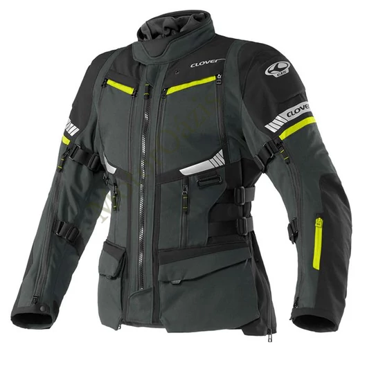 Túramotoros kabát, CLOVER GTS-5 WP, antracitszürke-fluo