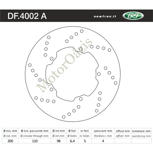 NEWFREN Féktárcsa DF.4002A