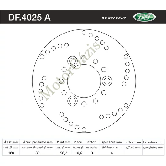 NEWFREN Féktárcsa DF.4025A