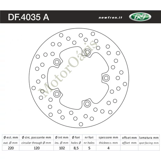 NEWFREN Féktárcsa DF.4035A