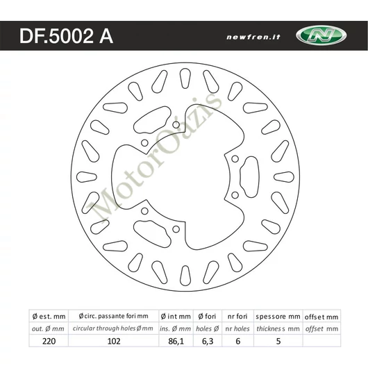 NEWFREN Féktárcsa DF.5002A