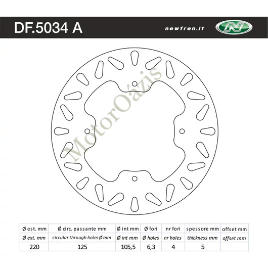 NEWFREN Féktárcsa DF.5034A