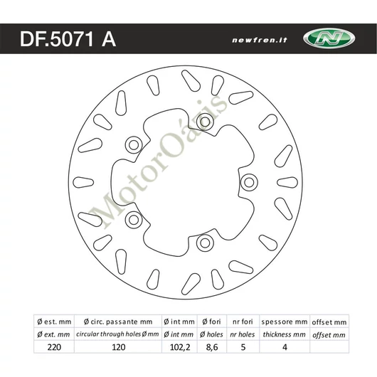 NEWFREN Féktárcsa DF.5071A