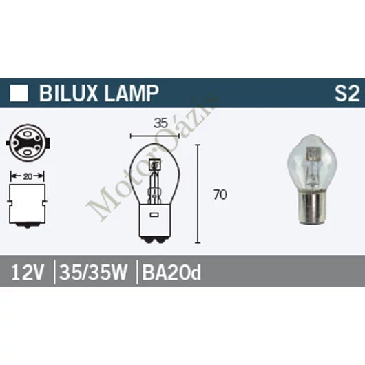 Izzó 12V 35/35W BA20D 395 ELTA