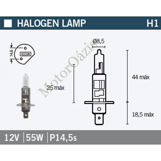 Izzó 12V 55W H1 P14.5S